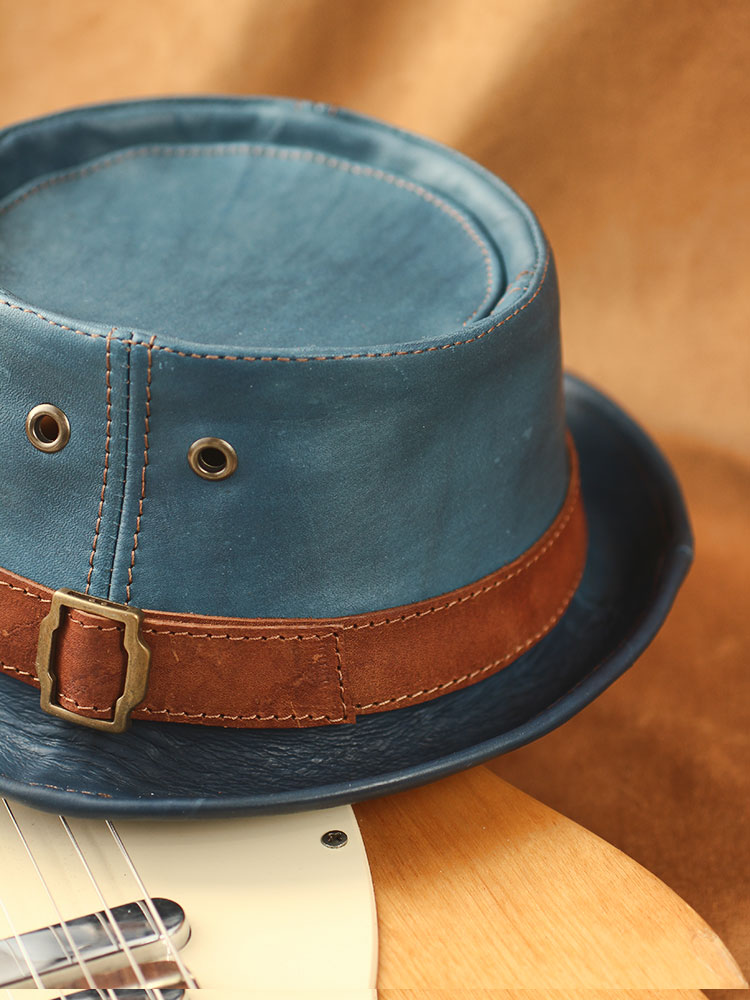 Waxed leather pork pie hat PPH-13 Waxed leather pork pie hat PPH-13