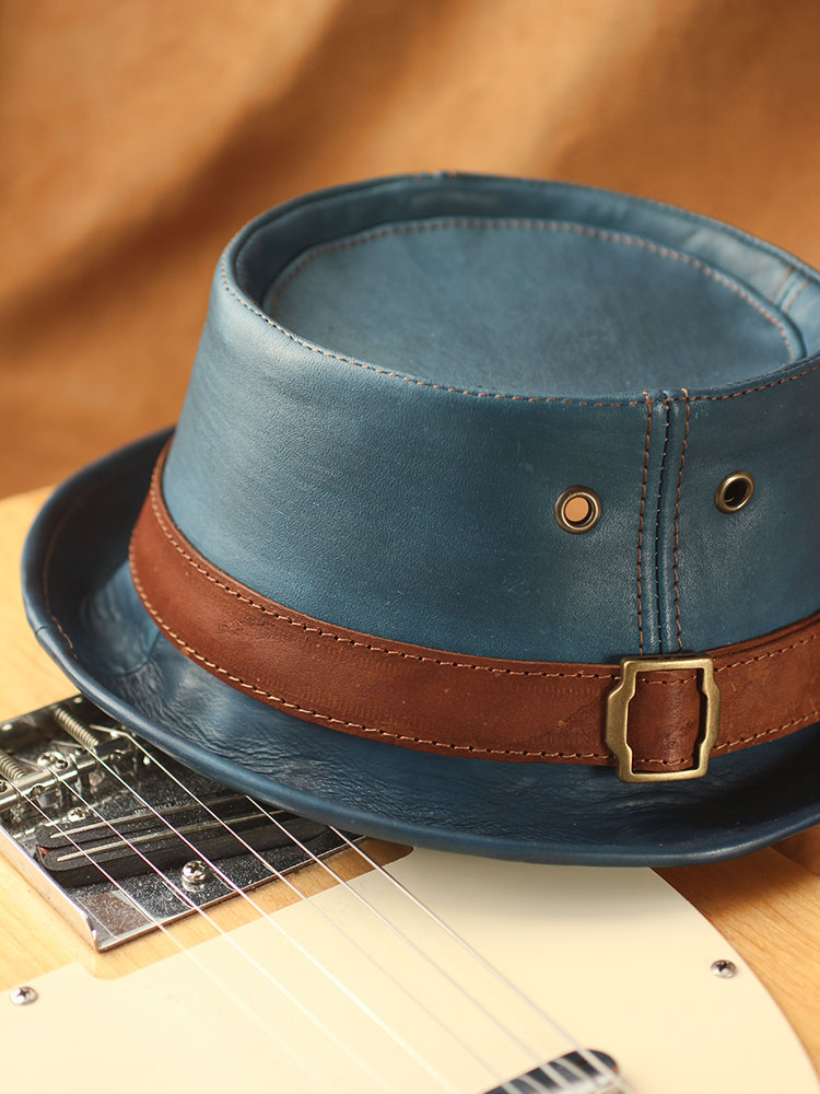 Waxed leather pork pie hat PPH-13 Waxed leather pork pie hat PPH-13