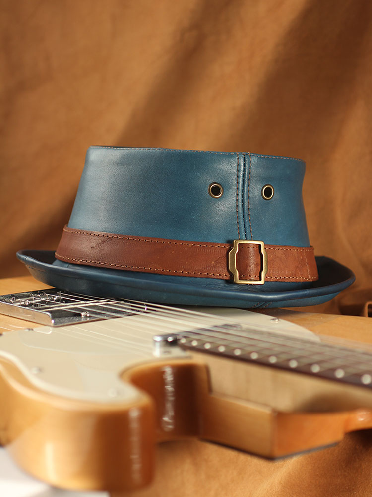 Waxed leather pork pie hat PPH-13 Waxed leather pork pie hat PPH-13