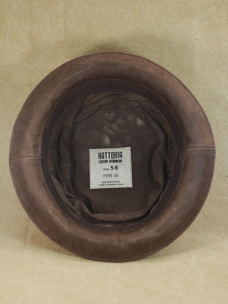 Leather pork pie hat PPH-30 buy in Moscow Russia Leather pork pie hat PPH-30
