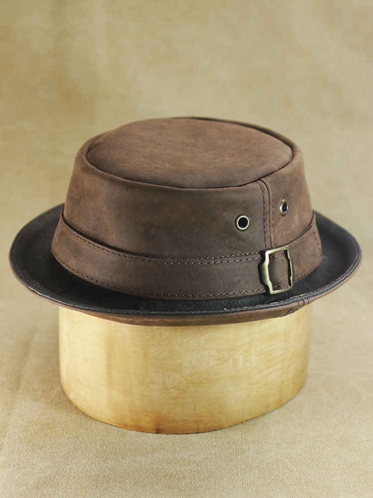 Leather pork pie hat PPH-30 buy in Moscow Russia Leather pork pie hat PPH-30
