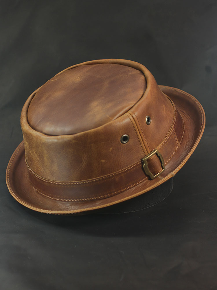 Leather pork pie hat PPH-34 Leather pork pie hat PPH-34