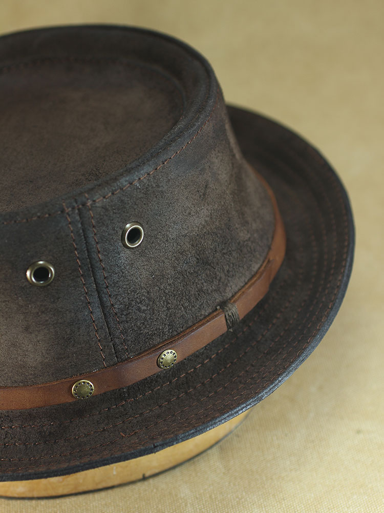 Hand-aged suede pork pie hat PPH-17 suede-pork-pie-hat-pph-17-h-3