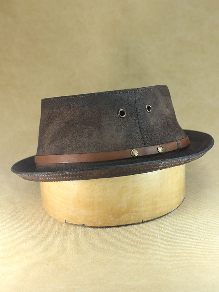Hand-aged suede pork pie hat PPH-17 Hand-aged suede pork pie hat PPH-17