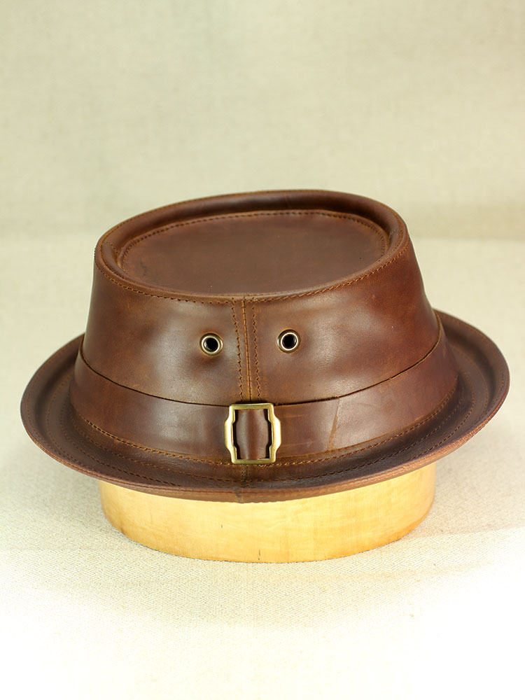 Waxed leather pork pie hat PPH-12 Waxed leather pork pie hat PPH-12