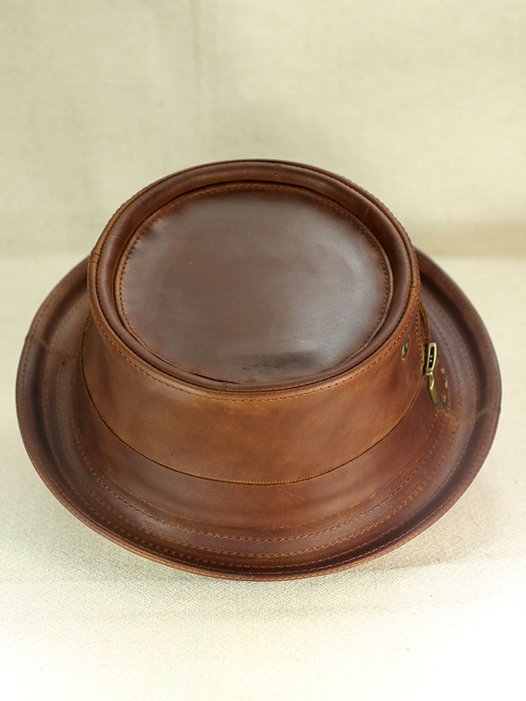 Waxed leather pork pie hat PPH-12 Waxed leather pork pie hat PPH-12